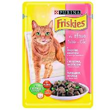 Friskies w sosie z cielęciną, indykiem i zieloną fasolą karma dla kotów saszetka 100 g